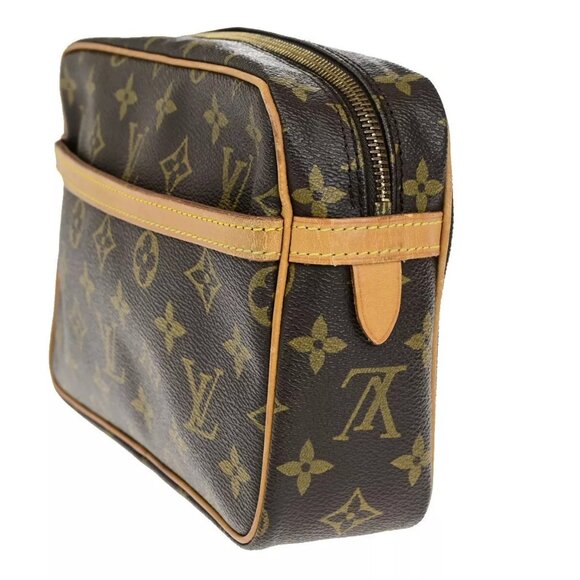 LOUIS VUITTON Compiegne 23 Clutch Hand Bag Monogram Leather Brown - Picture 2 of 15